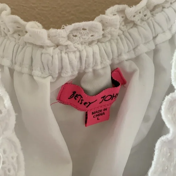 Betsey Johnson Elegant White Eyelet Dress Size Large - Picture 7 of 8